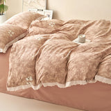 New class A double-layer yarn thickened three/four-piece set skin-friendly and breathable single double washed cotton