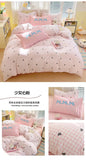 Washed Cotton Pink Duvet Cover Girl Room Decor Breathable Comforter Cover with 2 Pillowcases Bed Linens Bedding Set Home Textile