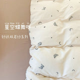 Knitted Class A Bedding Set Floral Style Bed Linen Set Soft Double Yarn Four-Piece Set Quilt Cover Set Bed Sheets Gift for Home