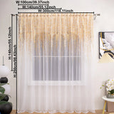 2PCS Semi Transparent Sheer Curtains With Gradient Silver Glitter Print, For Living Room Bedroom, Sweet Housewarming Gift