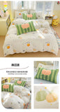 Washed Cotton Pink Duvet Cover Girl Room Decor Breathable Comforter Cover with 2 Pillowcases Bed Linens Bedding Set Home Textile
