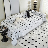 Nordic Chenille Sofa Cover Blanket Black and White Love Sofa Towel Mat Cover Towels Three Person Couch Dust Cover Cloth