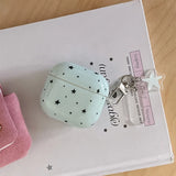 Mint Green Star Silicone Earphone Case For Apple AirPods 4 Protection Cover With Keychain For AirPods 1 2 3 Pro 2 Cover Coque