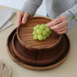 New American Walnut Tray Fruit Tray Solid Wood Circular Shaped Household Water Cup Tea Cup Tray Japanese Wooden Plate Tableware