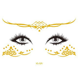 Glitter Stickers Face Tattoo Flash Gold Temporary Metalic Tattoos Waterproof Makeup Decals for Girls Party Music Festival