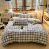 New Soft and Skin-friendly All-cotton Duvet Cover Skin-friendly Breathable Checkered Quilt Cover with Pillowcase