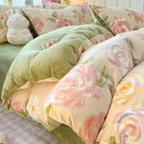 New high-weight, fresh and light milk fleece printed quilt cover Thickened warm Duvet cover