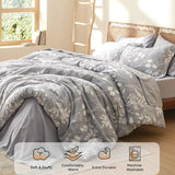 Comforter Set - 7 Pieces Floral Bedding Sets with Reversible Botanical Flowers Comforter, Sheets, Pillowcases & Shams