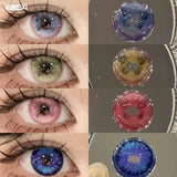 2pcs Blue Big Eyes Colored Contact Lenses Green Butterfly Series Lenses with Degree 0~-8.00 for Eyes Makeup Soft Pupils