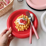 ins style tableware chubby  household high-end pure white dessert plate coffee shop pasta plate breakfast