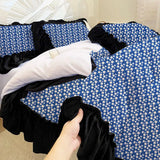 Floral Plant Pattern Bedding Doublesided Coral Fleece Duvet Cover 3 Pcs Set Keepwarm Machine Washable Skin Friendly Bed Sheets