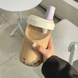 850ml Water Bottles Straw Cup Juice Milk Plastic Cup with Lid Straw Bubble Tea Coffee Cups Large Capacity Drinkware