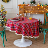 Christmas decorative Plaid Tablecloth With Tassels Red And Green Table Cover For Home Party Dining Decor