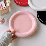 ins style tableware chubby  household high-end pure white dessert plate coffee shop pasta plate breakfast