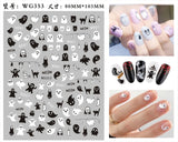 3D Luminous Nail Stickers Decals Black White Spider Web Skull Alien Planet Glow In The Dark Halloween Manicure Foils Tattoo Tips