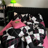 Girls Duvet Cover Pink Bow Kawaii Bedding Set Polyester Bedclothes Sheet Pillowcase Twin Full Queen Size Ins Floral Bedspread