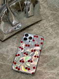 Red cherry water-ripple phone case for iphone 15pro 11 13 13pro 14promax 13promax 15promax 12 2024 new protection cover fundas