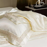 1000TC Lyocell Cotton Brocade Silky Feel Skin-friendly Hollow Lace Bedding Set Duvet Cover Set Flat/Fitted Bed Sheet Pillowcases