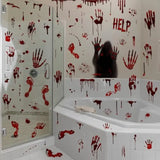 Halloween Bloody Handprint Footprint Window Stickers Wall Stickers for Halloween Party Decorations Inside Outside Decor Come wi