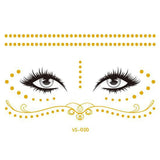 Glitter Stickers Face Tattoo Flash Gold Temporary Metalic Tattoos Waterproof Makeup Decals for Girls Party Music Festival