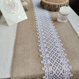 White Lace-edge Linen Table Runner For Wedding Party Table Decor Coarse Linen Tablecloth Home Decoration