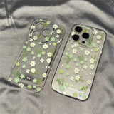ins Light green flowers phone case For iPhone 16PRO 15 14 131211ProXRXS Max78 Plus12MiniY2K creativity Anti fall Case back Cover