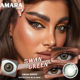 1 Pair Colored Contact Lenses Natural Brown Pupils Eyes Contact lenses Green Soft Contacts 14.50mm Yearly