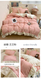 Princess Style Bedding Set Soft Solid Color Ruffle Duvet Cover Set Comforter Pillowcase Bed Sheet Washed Cotton Four Pieces Set