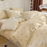 Lace Style Bedding Set Pure Cotton Bed Sheets Set Girls Room Bedclothes Skin-friendly Duvet Cover Set for Home постельное белье