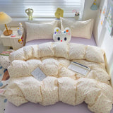 Class A Double Yarn Bedding Set Quilt Comforter Duvet Cover Set Printed Cotton Bedspread Skin Friendly Breathable Four-Piece Set