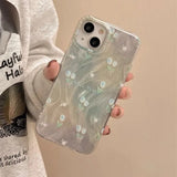 Spring Sweet Blue Tulip Flower Gradient Phone Case For iPhone 15 11 13 14 12 16 Pro Max Girl Tulip Shockproof Cover