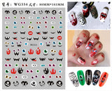 3D Luminous Nail Stickers Decals Black White Spider Web Skull Alien Planet Glow In The Dark Halloween Manicure Foils Tattoo Tips