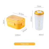 Student Lunchbox Mug Set Double Layer Food Cooler Portable Bento Box with Cutlery Microwavable Food Container