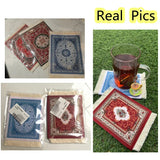 Persian Mini Woven Rug Mat Mousepad Retro Style Carpet Pattern Cup Laptop PC Mouse Pad With Fring Home Office Table Decor Craft