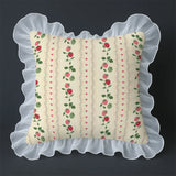 Sweet Retro Pillow Cartoon Small Strawberry Print Lace Wash Cotton Pillowcase Girly Sense Home Decorative Sofa Cushion Pillow