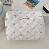 Fashion Cherry Tote Women Makeup Bag Portable Cute Ladies Cosmetic Toiletry Storage Pouch Handbag Cotton Quilted Zipper Bag