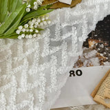 French White Lace Ruffle Curtains Wavy Three-dimensional Jacquard Curtain for Living room, Bedroom Light Filtering, Thick Gauze