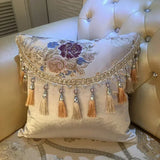 1pcs Half Round Tassel Edge Cushion Cover European Jacquard Pendant Edge Pillowcase Luxury Thickened Square Sofa Pillow Cover