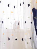 New Star Moon Gauze Cartoon Embroidered Gauze Curtain Living Room Bedroom Curtain