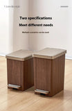 Wood Grain Garbage Bin High-end Household Garbage Storage Sealed with Lid Double Opening Design Kitchen and Bathroom Garbage Bin