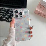 Colour Line Love Heart Phone Case For iPhone 16 15 14 13 12 12 Pro Max Heart Clear Case Shockproof Bumper Cover