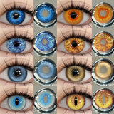2Pcs Blue Halloween Colorful Contacts Lenses Anime Cosplay Eyes Lens Yellow Multicolored Lenses Yearly Beautiful Pupils