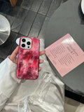 Korean INS Cranberry Red Gradient Floral Prints Fashionable Phone Case for iPhone 16 15 14 13 Pro Max Back Phone Cover Capa