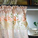 French Countryside Embroidery Lace Short Curtain Without Punching Blackout Curtain Velcro Pink Romantic Home Decoration Curtain