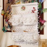 French Style Thickened Fabric Storage Bag Lace Embroidered  Door Rear Storage Bag Wardrobe Sundries And Fringe Storage Bag