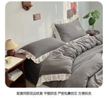 Princess Style Bedding Sets INS Ruffle Lace Bow Quilt Cover Home Romantic Bedclothes Decor Woman Girls Bedroom Duvet Cover 4pcs