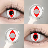 1 Pair White Halloween Cosplay Cat's Eyes Colorld Contact Lenses Anime Grey Contact Lenses Yellow Bloodthirsty Pupils