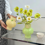 Nordic Glass Flower Bottle Ins Decorative Green Vases Hydroponic Pot Flowers Vase Desk Home Ornament