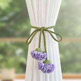 2PCS Fashion Flower Shape Adjustable Curtain Tieback  Window Curtain Buckles Tassels No Punching Curtain Rope Holder Living Room