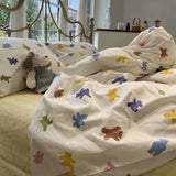 INS Gradient Cream Pink And Green Bedding Sets Streak Flat Sheets Soft Home Textile For Girls Full Size With Pillowcases